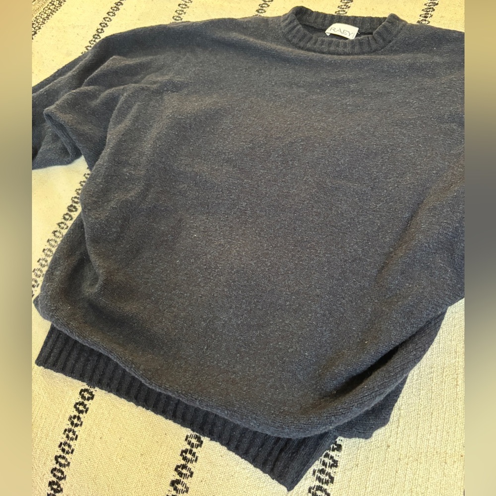 Raey Women's Navy Blue Cotton/Wool/Cashmere Blend Crew Oversized Sweater Size M - Picture 4 of 13